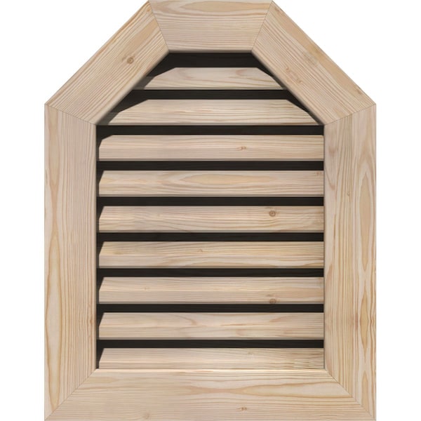 Ekena Millwork Octagonal Top Gable Vent Functional, Pine Gable Vent w/ 1" x 4" Flat Trim Frame, 30"W x 22"H GVWOT30X2201SFUPI - main